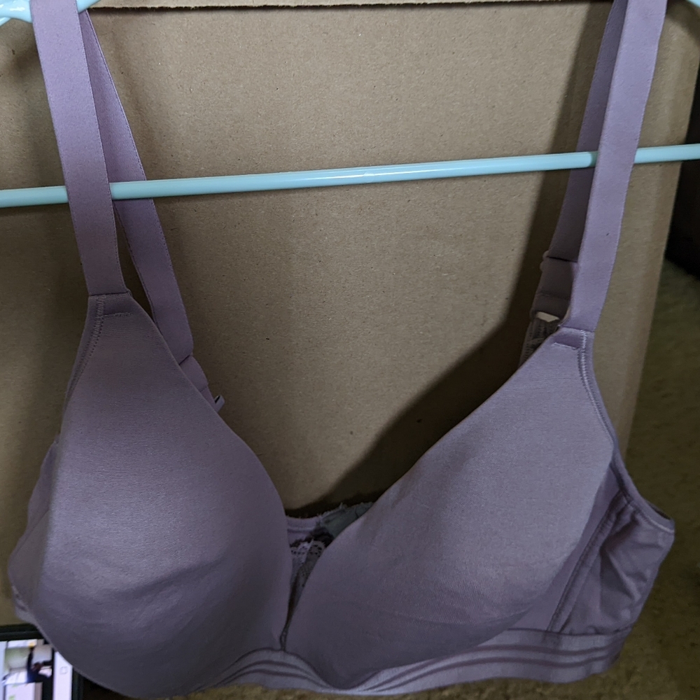 Purple double striped bra
